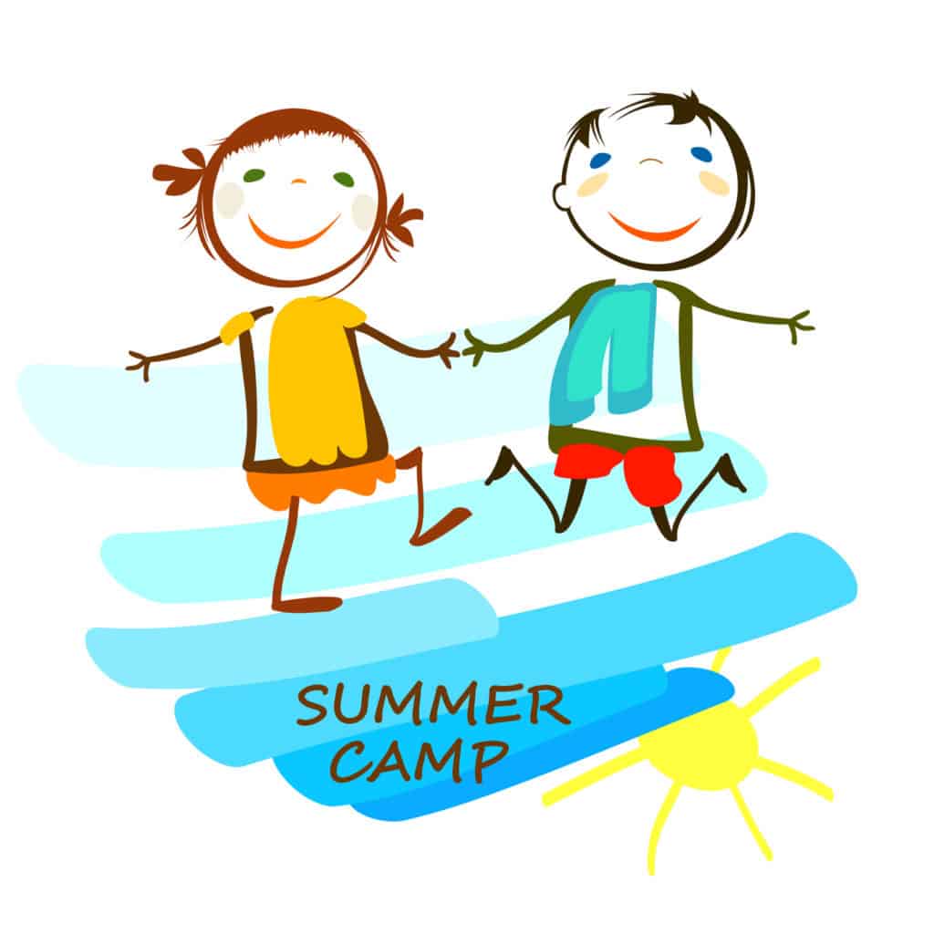 summer camp poster with happy kids