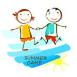 summer camp poster with happy kids