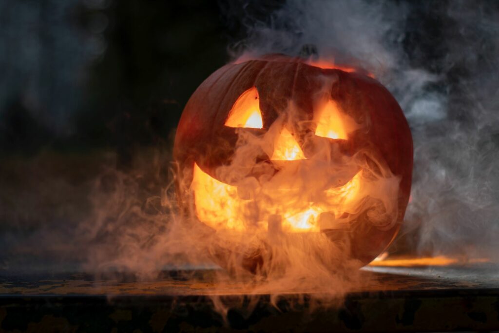 spooky carved pumpkin, jack-o-lantern
