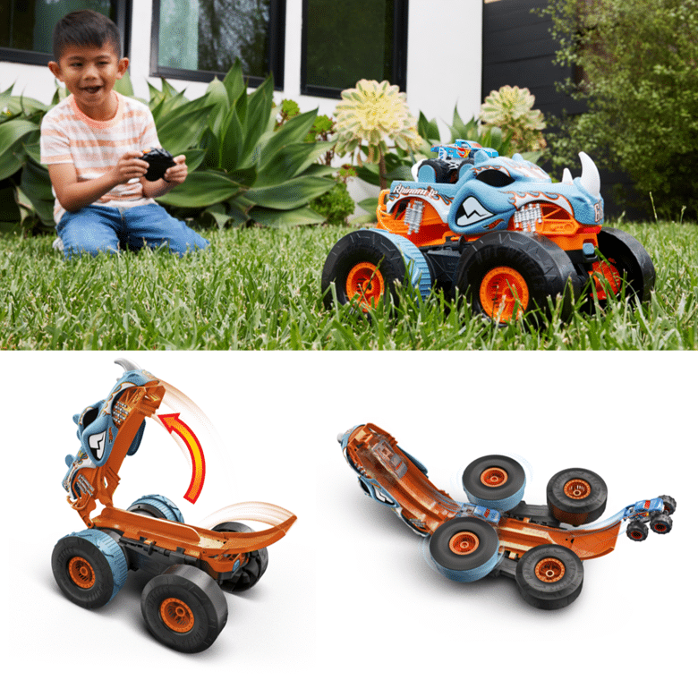 child playing with Monster Truck - gift giving