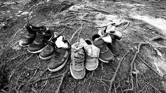 So many shoes await these adventurers in nature and outdoor play!