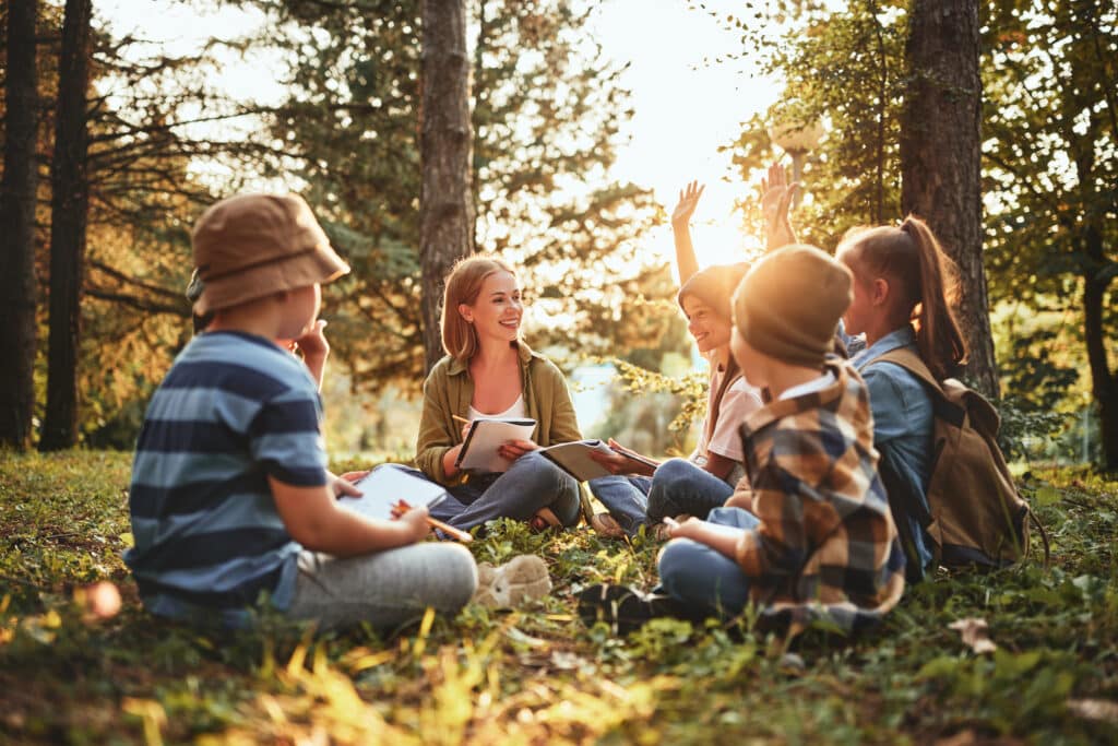 Kids enjoying summer by learning outdoors