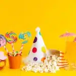 Assortment of birthday snacks arranged for a specific birthday theme.