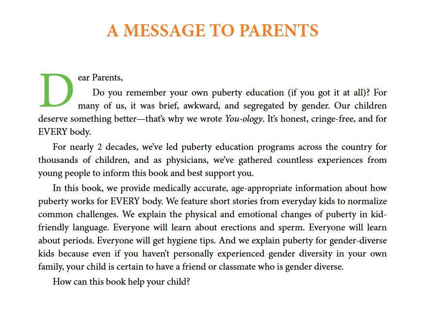 A snippet of the book on puberty