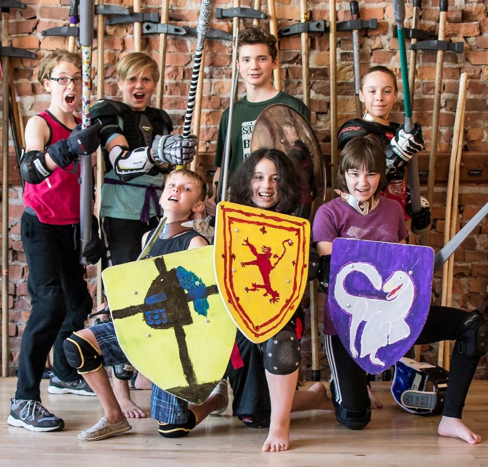Kids at Academie Duello Knights Camp