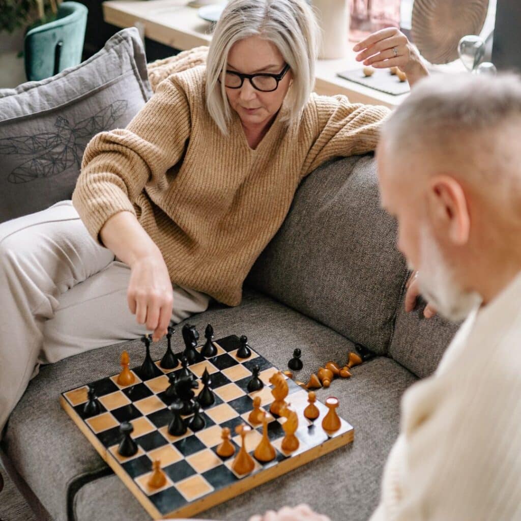 family playing chess