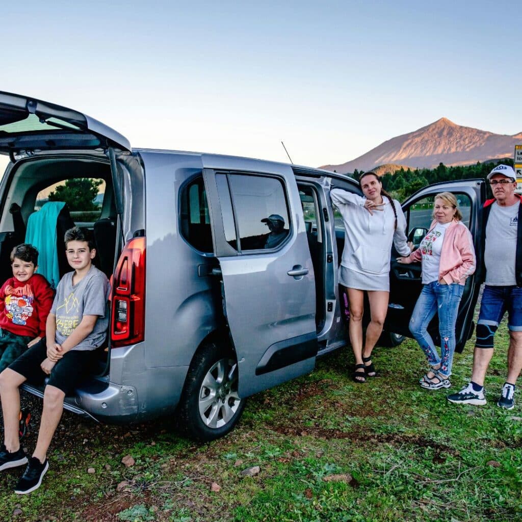 family on a stopover during a trip